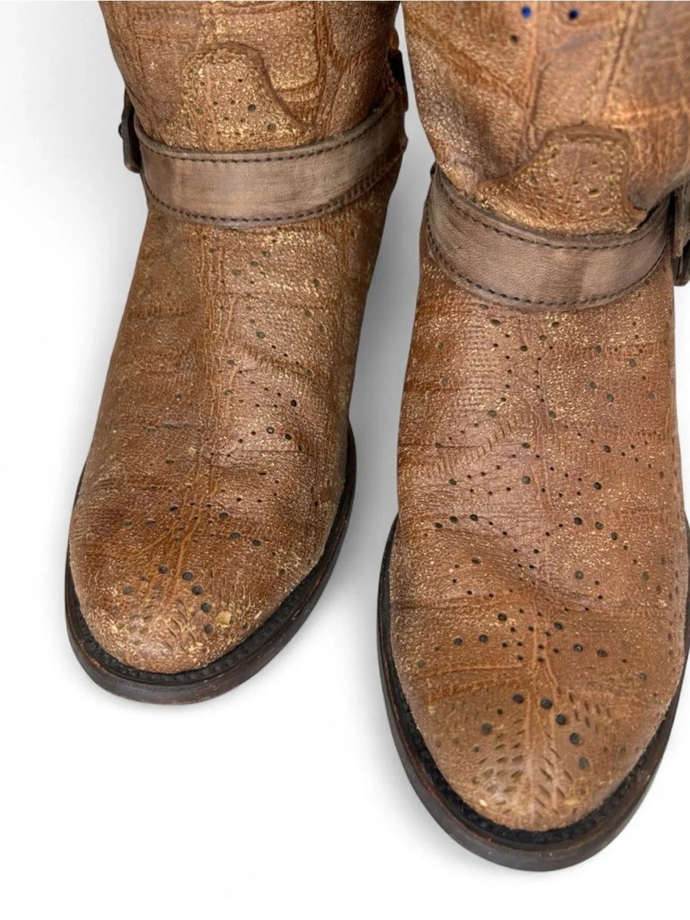Women's Brown Leather Western Knee-High Boots
